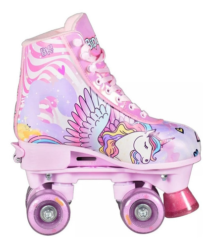 Imagen 3 de 9 de Patines Bipo Bota Simil Cuero Extensibles 4 Ruedas Unicornio