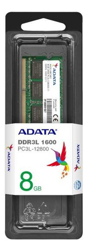 Memoria Ram Adata Sodimm Ddr3 8 Gb 1600 Mhz Verde Notebook