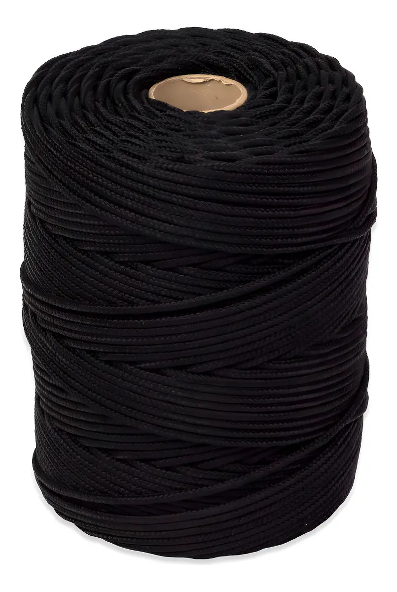 Rolo Corda 3mm Trançada Varal De Teto Ou Apto (seda) Cor Preto