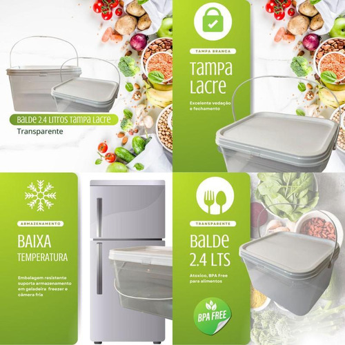 Balde Para Queijo Ralado Transparente 2.4l 5 Pçs