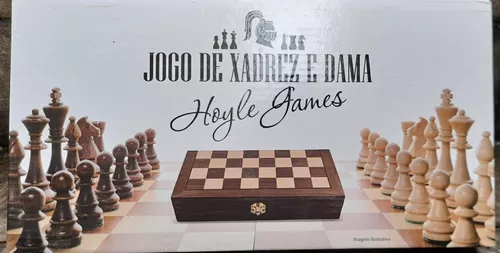 Jogo De Xadrez E Damas Hoyle Games Tabuleiro E Peças Madeira