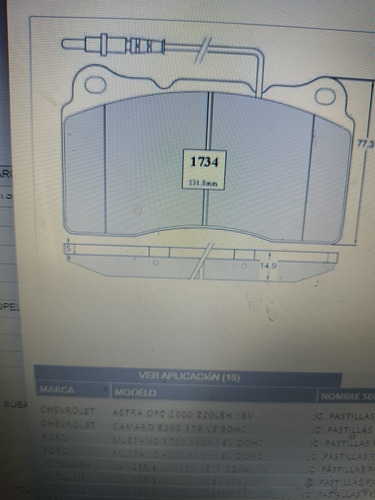 Pastillas Freno Opel Insignia 2.0/2.8 2012 A 2015 # 1734