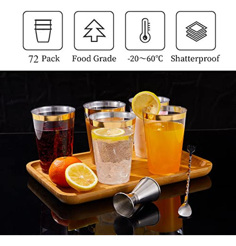 N9r 72 Pack Vasos De Plástico De Oro, Vasos De Plástico Tran