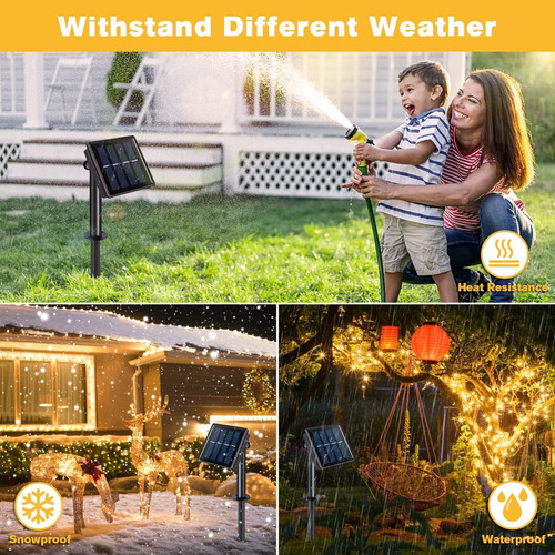 Cadena De Luces Solares Al Aire Libre 300 Led 8 Modos Ip65
