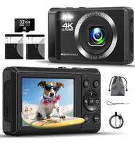 Comprar Cámara Digital - 4k 44mp Uhd Cámaras Digitales Para Fotografía - Cámara De Vlogging De Punto Y Disparo Automático Con Zoom De 16x, Tarjeta Sd De 32 Gb, 2 Baterías, Cámara Pequeña Compacta Para Niños