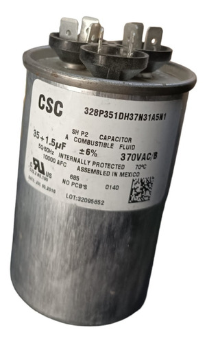 Csc Capacitor Doble 35 + 1.5uf 370vac +/-6% Poliequipos