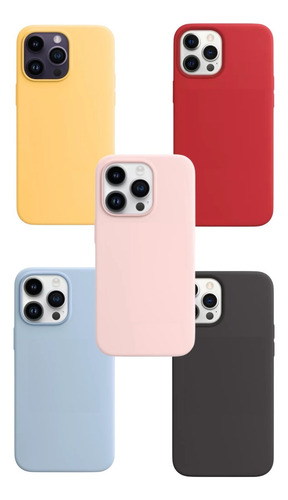 Funda Silicon Serie Para Iphone Varios Modelos Y Colores Azul Claro 11