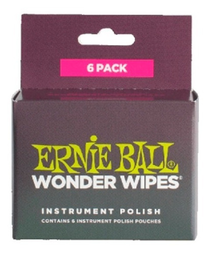 Pack 6 Paños Limpia Instrumen Wonder Wipes Ernie Ball P04278