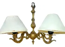 Comprar Antigua Araña Francesa Bronce 6 Luces Pantallas Funcionando
