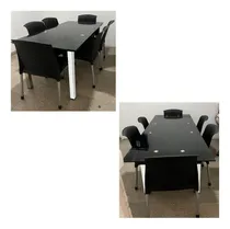 Comprar Mesa De Vidrio 10mm Extensible Negra  1.50 A 2mts C\u002F6 Sillas