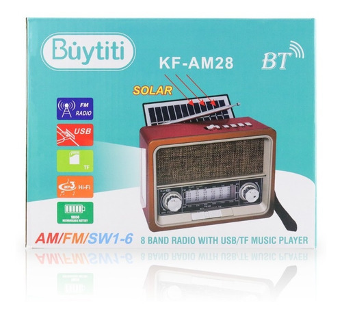 Imagen 10 de 10 de Bocina Portatil Radio Am Fm Usb Bluetooth Recargable Retro