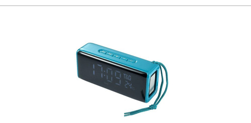 Bocina T&g Bluetooth Tg-174 Con Pantalla Led Reloj Y Alarma Turquesa