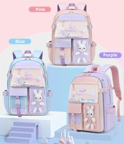 Mochila Para Niñas Mochila Linda Arena Movediza Nevera Puert Color Rosado
