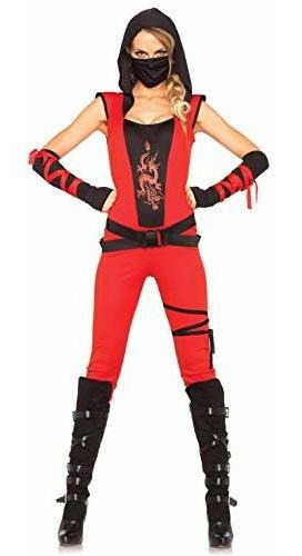 Traje Ninja Assassin Para Mujer De Leg Avenue, Rojo /negro,