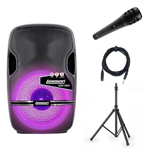 Kit Lexsen Parlante 8  80w Rgb + Tripode + Microfono - Cover