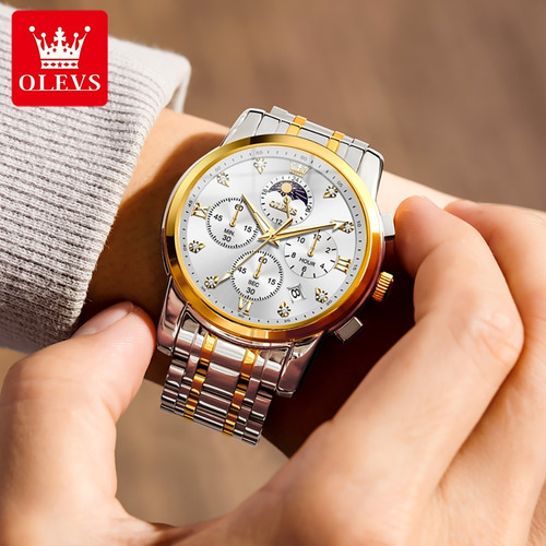 Reloj Olevs Diamond Calendar Moon Phase Business