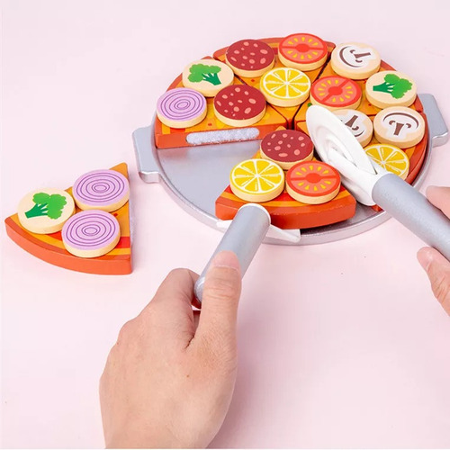 Imagen 3 de 6 de Pizza Comida De Juguete Alimento Para Cortar