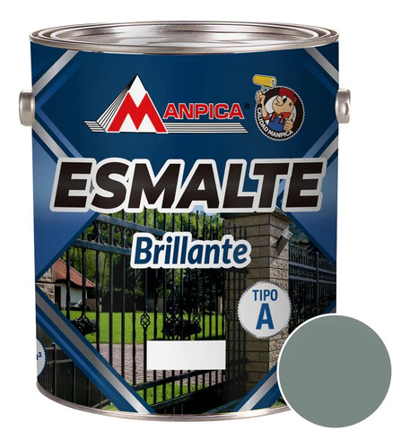 Pintura Esmalte Brillante Gris Acero 1/4 Galón Tipo A 