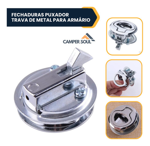 Fechaduras Puxador Trava Metal Armario Motorhome Trailr Iate