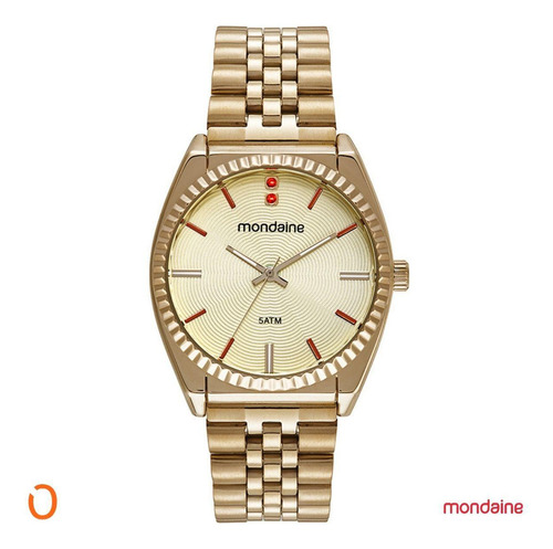 Relógio Mondaine Feminino Dourado F 38mm 5 Atm