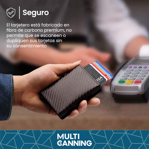 Billetera Tarjetero Wallet Fibra Carbono Anti Robo Rfid Color Negro Raitot