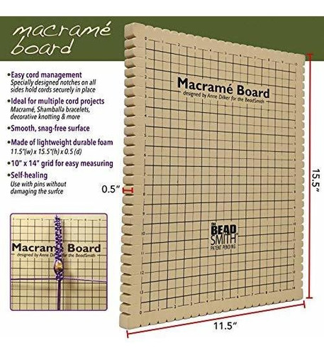 Tablero De Macramé The Beadsmith, 11.5 X 15.5 Pulgadas, 0.5