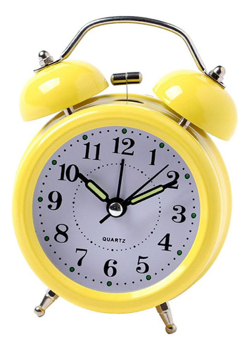 Reloj Despertador Digital De Dos Campanas 3d De Amarillo