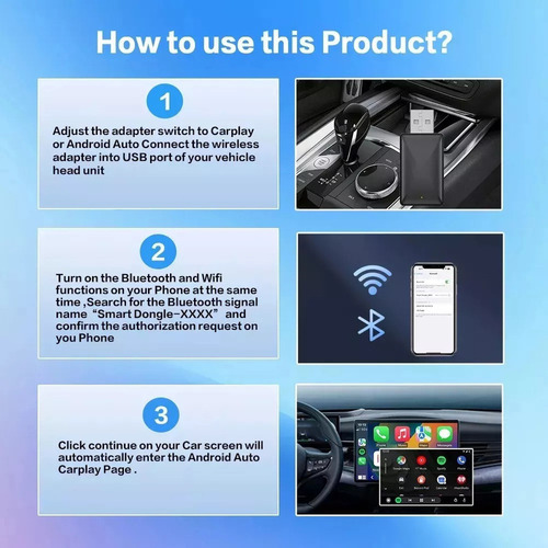 Gou Adaptador Carplay Sem Fio 2 Em 1, Conversor Automático