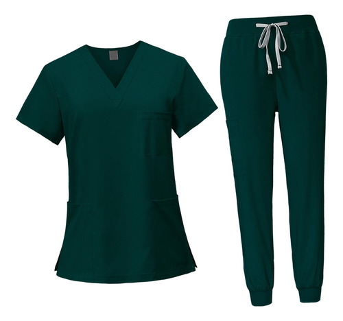 Conjunto De Ropa Para Mujer, Traje De Enfermería - Escote