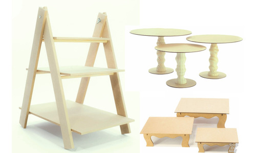 Kit Festa Provençal Torneado Mdf Cru 7 Peças Decoração Mesa