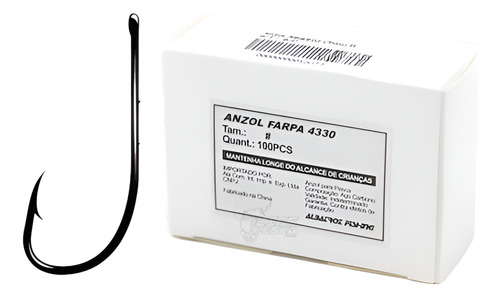 Anzol Albatroz 4330 Black N°4 - Caixa Com - 100 Peças
