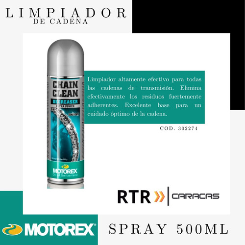Limpiador Cadena Motorex Chain Clean Spray 500ml/330g/16.9 
