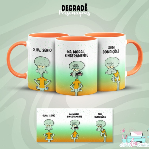 Caneca Personalizada Lula Molusco Alça Colorida