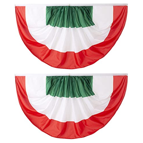 Banderín De Abanico Italiano Italia De 3 X 6 Pies, 2 P...
