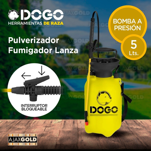 Imagen 2 de 4 de Pulverizador Fumigador De 5 Lts Bomba Presión Dogo Lanza