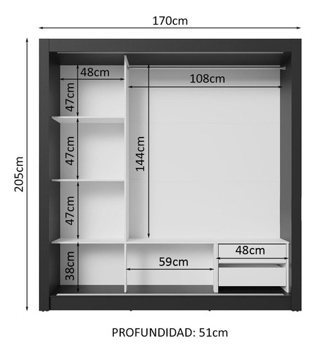Ropero Closet Madesa 3 Puertas Nb 02 Color Negro/blanco