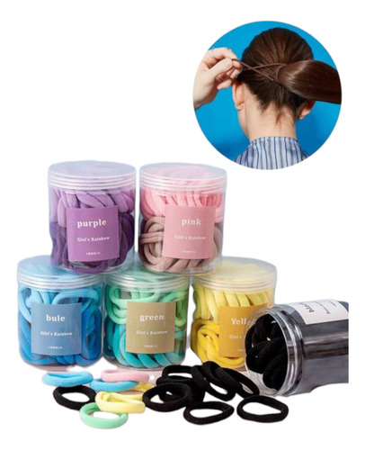 Ligas Elásticas Medianas Para El Cabello 150 Pcs Negro Y Verde