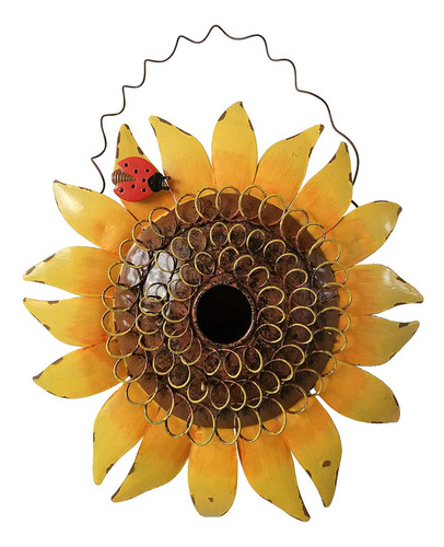 Decoracion De Girasol De Metal Con Mariquita, Colgante Decor