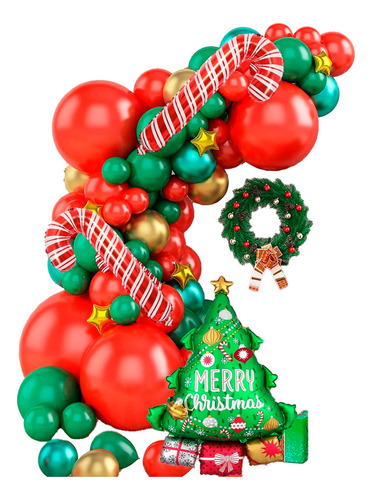 Globos Arco Bota Baston Regalo Navidad Rojo Blanco