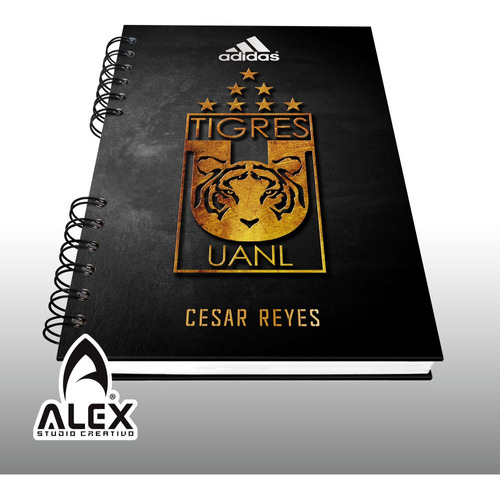 Libreta Tigres Uanl Personalizada- Pasta Dura Tamaño Mediano