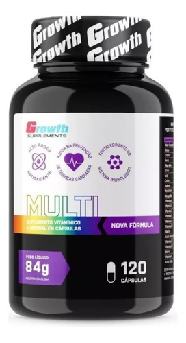Multivitaminico 120 Cápsulas Growth Supplements Sabor Without flavor