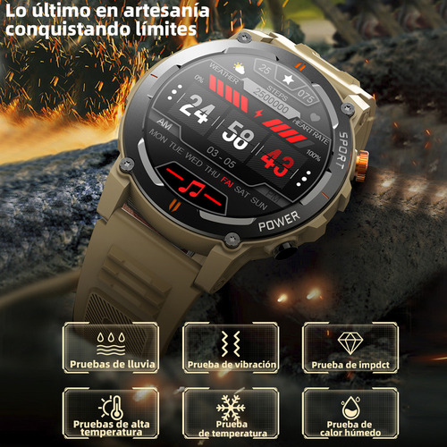 ** Reloj Inteligente For Deportes Al Aire Libre De 1,52 Con Linterna, Capaz De Medir Frecuencia Cardíaca, Presión