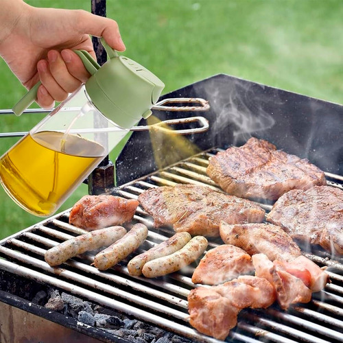Spray Borrifador Água Oléo De Cozinha Recipiente Em Vidro Transparente Tempero 470ml Verde Casa Attract 4x4sc