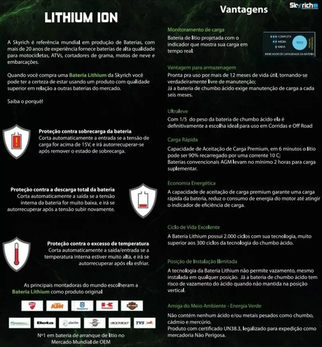 Imagem 5 de 5 de Bateria Íon Lítio Titan 150/160 Bros 150/xre 190 Skyrich