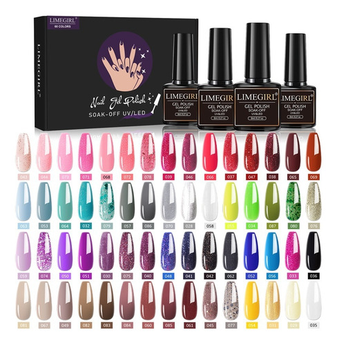 Paquete De 60 Esmaltes En Gel De Colores Con Purpurina