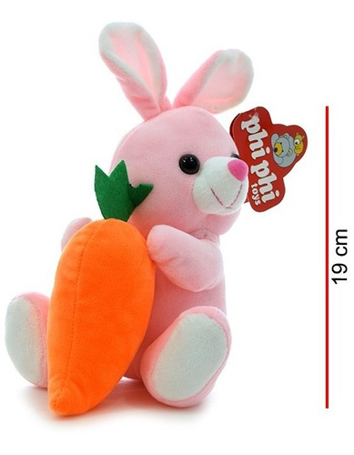 Peluche Coneja Con Zanahoria Rosa 22cm Phi Phi Toys (4270)