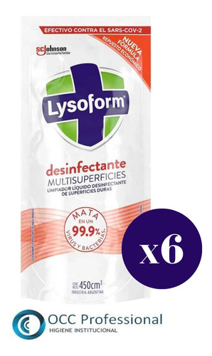 Lysoform Desinfectante Doypack X 6 Unidades De 450ml Occ