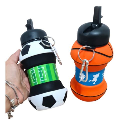 Garrafa Infantil Bola Dobravel 550ml / Futebol / Basquete