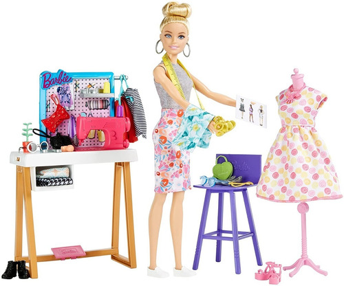 Imagem 4 de 7 de Barbie Fashion Designer Estilista Set Boneca Roupas Sapatos