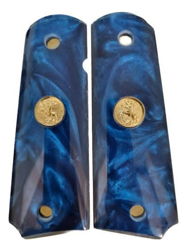 Cachas Aperladas Azul, Moneda De Caballo Dorada Colt 1911